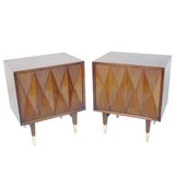 Pair of Sculptural Front Modernist Night Stands