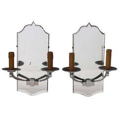 Pair of 1930's Mirrored Sconces