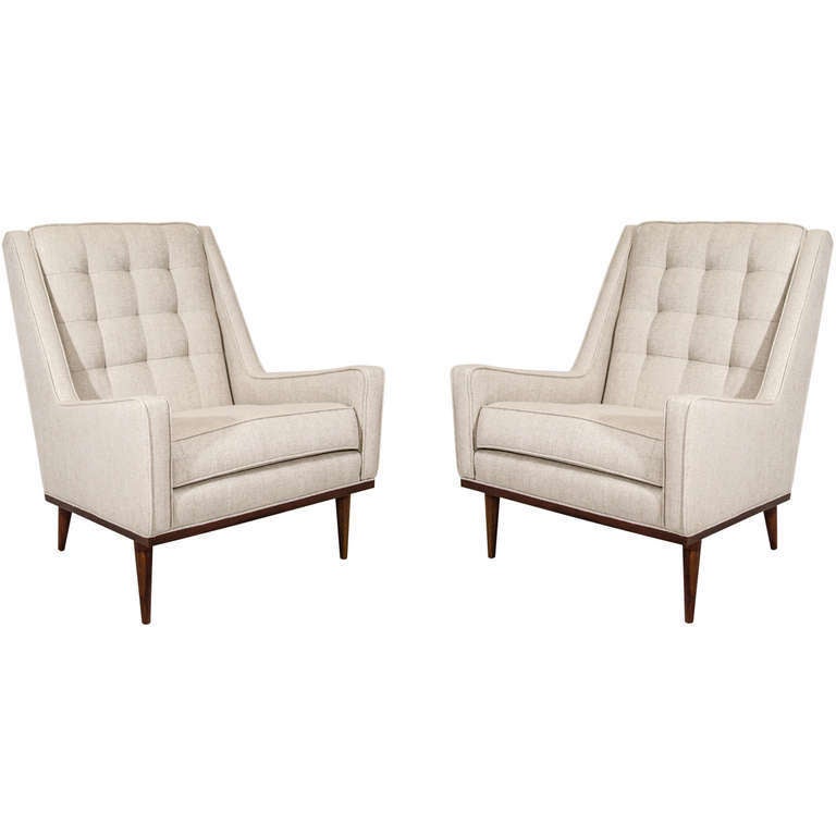 Upholstery Pair of Modern Lounge Chairs by Milo Baughman