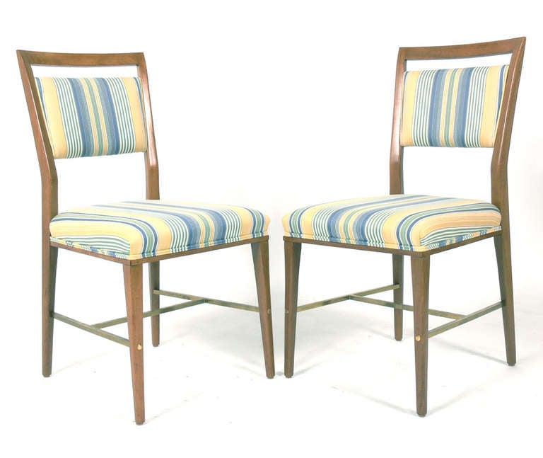 Set of Eight Modern Dining Chairs, designed by Paul McCobb for Calvin, circa 1950's. These chairs are currently being refinished. The price quoted in this listing INCLUDES refinishing in your choice of color and reupholstery in your fabric. These