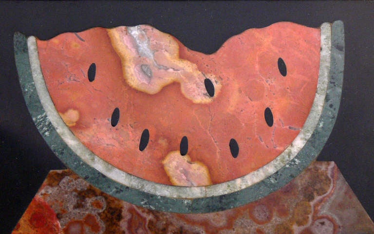 Paar Wassermelonen-Pietra-Dura-Plaketten von Ugolini (Moderne der Mitte des Jahrhunderts)