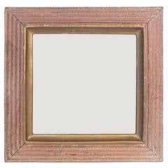 Hand Carved Square Wood Mirror circa 1930's