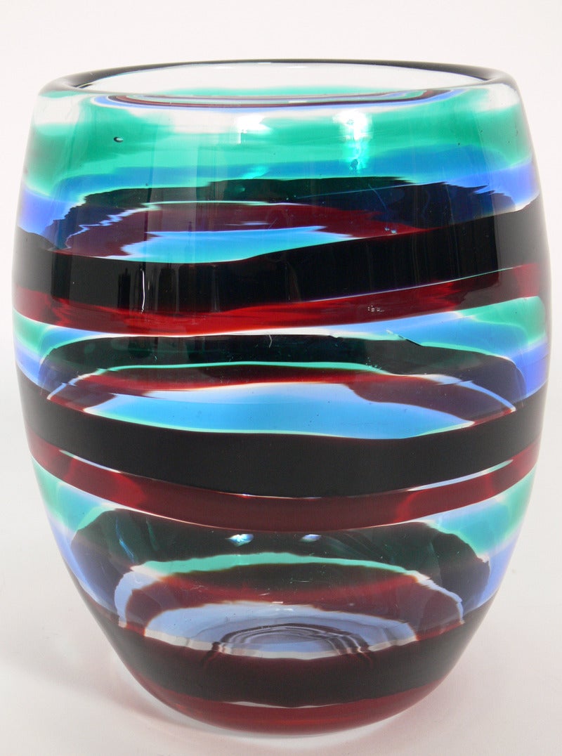 Italian Venini Murano Glass Vase by Fulvio Bianconi