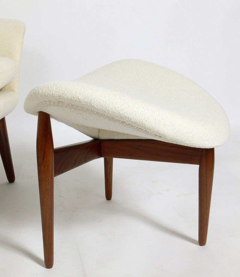 Sculptural Danish Modern Lounge Chair and Ottoman by H.W. Klein In Excellent Condition In Atlanta, GA