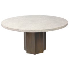 Vintage Modern Marble and Brass Coffee Table