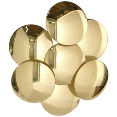 Sculptural Brass Wall Sconce or Applique by Reggiani
