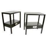 Pair of Black Lacquer End Tables by Michael Taylor