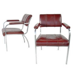 Pair of Gilbert Rohde Chairs in Original Oxblood Leatherette