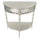 Silver Leaf Demilune Console Table