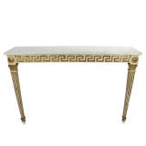 Vintage Marble Top Console Table with Gilt Greek Key Decoration