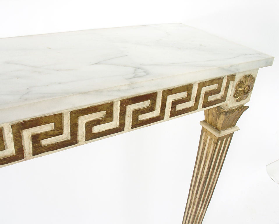 Marble Top Console Table with Gilt Greek Key Decoration 1