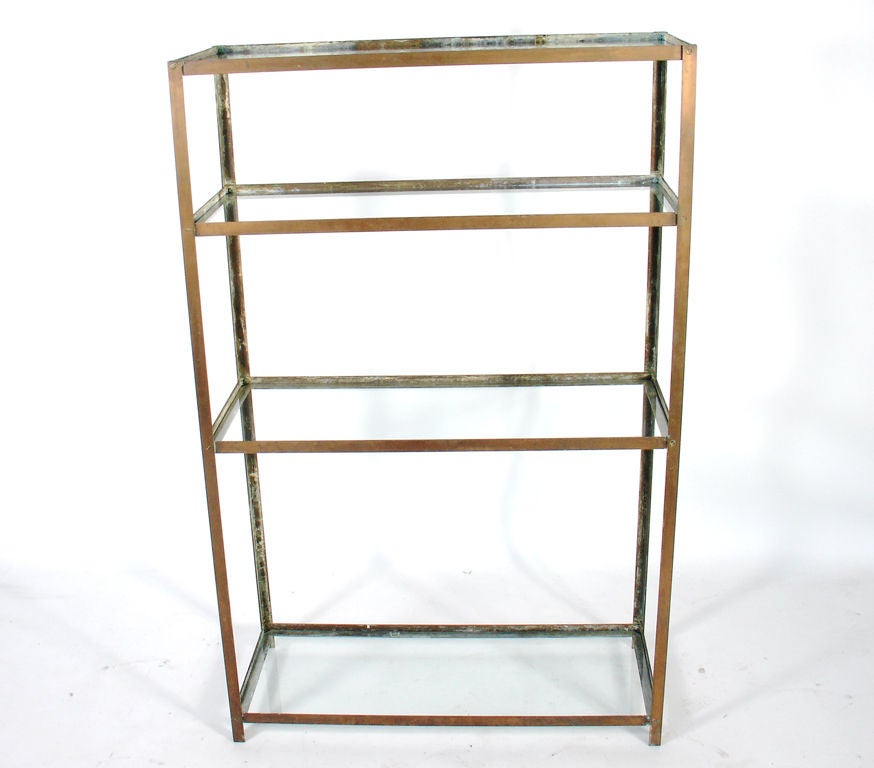 Bronze Vitrine with Perfect Patina, American, circa 1930's. This piece is a versatile size and could be used as a vitrine, bookshelf, or bar.