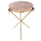 Brass Tripod Table with Marble Top