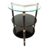 Modernist Brass and Wood Tripod Table