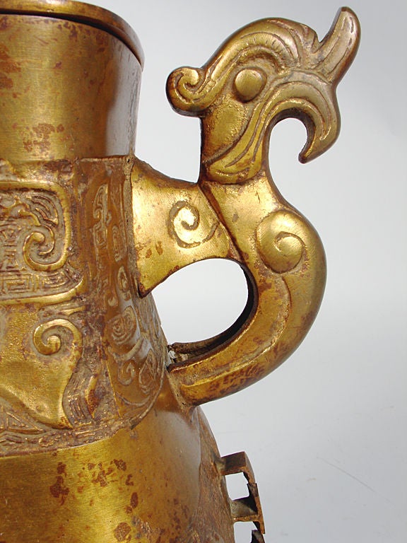 Large Scale Asian Form Bronze Lamp 1