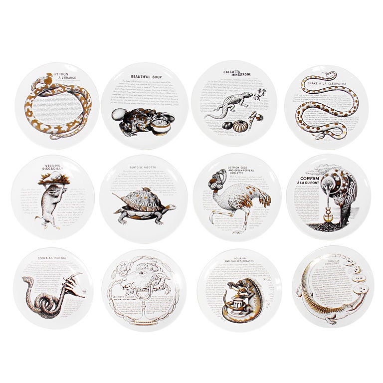Set of Twelve Fornasetti "Recipe" Plates - Wall Sculpture