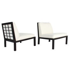 Pair of Asian Form Slipper Chairs designed by Michael Taylor