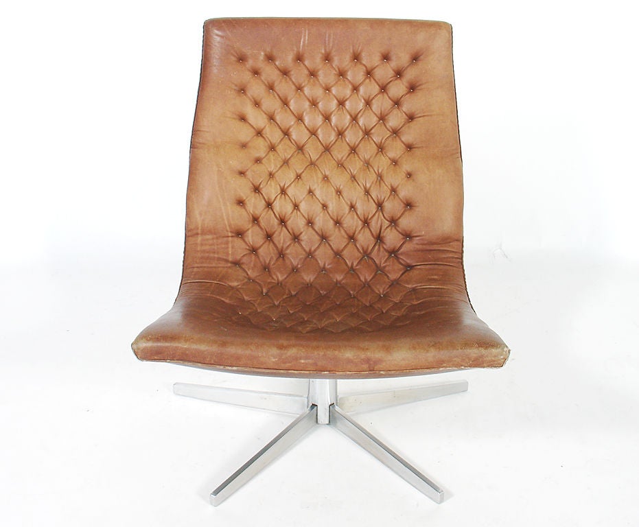 Mid-20th Century Pair of Danish Leather Lounge Chairs