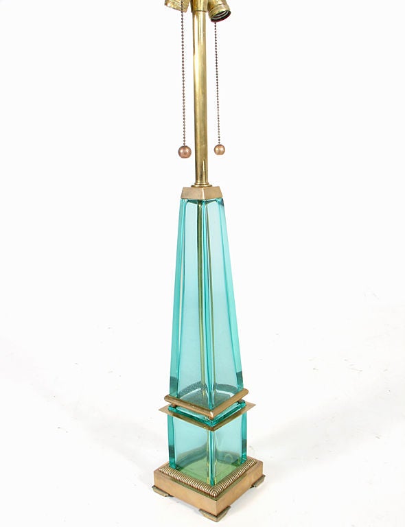 Mid-20th Century Glass Obelisk Lamp by The Marbro Company