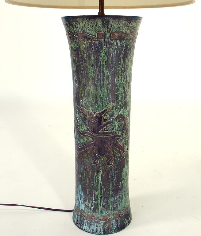 Modernist Studio Artist Lamp in Copper and Sterling Silver