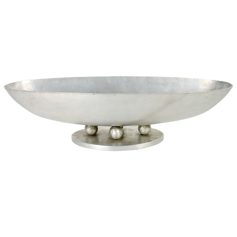 Art Deco Hammered Aluminum Centerpiece Bowl by Palmer Smith