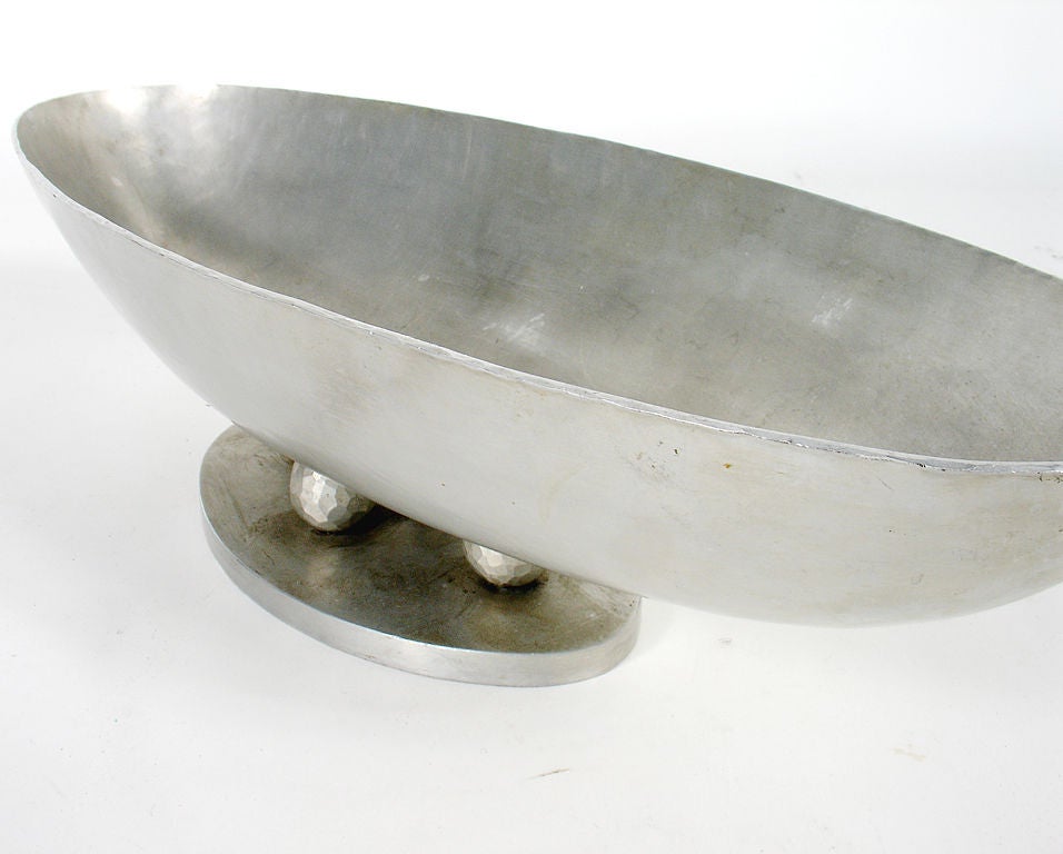 American Art Deco Hammered Aluminum Centerpiece Bowl by Palmer Smith