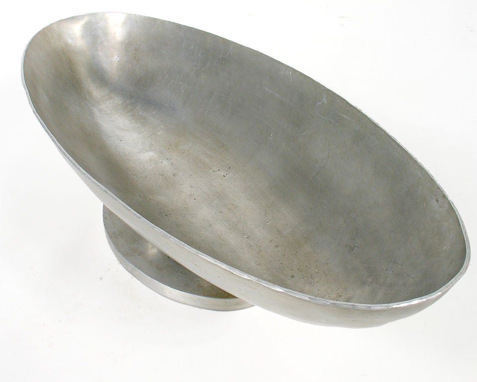 Art Deco Hammered Aluminum Centerpiece Bowl by Palmer Smith 1