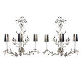 Pair of Glamorous Large Scale Nickel Sconces