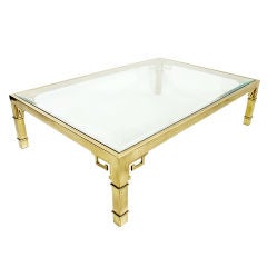 Large Scale Rectangular Brass Coffee Table by Mastercraft