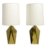 Pair of Sculptural Modernist Lamps in Brass