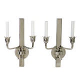 Pair of Elegant Nickel Plated Sconces Pair of Elegant Nickel Plated Sconces