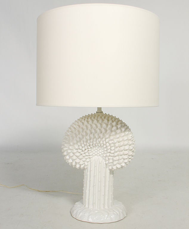 American Pair of Sculptural White Ceramic Lamps