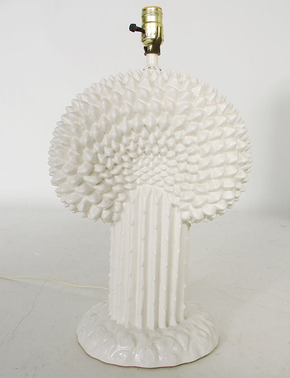 Pair of Sculptural White Ceramic Lamps In Good Condition In Atlanta, GA