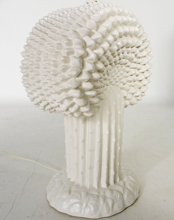 Mid-20th Century Pair of Sculptural White Ceramic Lamps