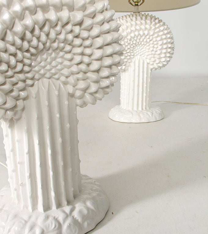 Pair of Sculptural White Ceramic Lamps 1