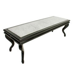 Elegant 1940's Coffee Table with Slide Out Brass Inlaid Trays