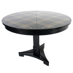 Elegant 1940's Brass Inlaid Dining Table - Seats 4-10