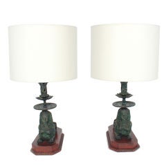 Pair of 1920's Sphinx Form Lamps