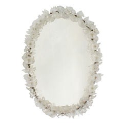 Glamorous Mirror Encircled with Murano Glass Flowers