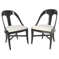 Sculptural Pair of Spoon Back Slipper Chairs
