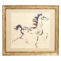 Original Horse Painting, probably Asian, circa 1940's