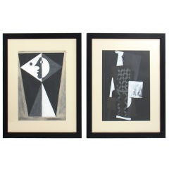 Pair of Original Abstract Modernist Paintings