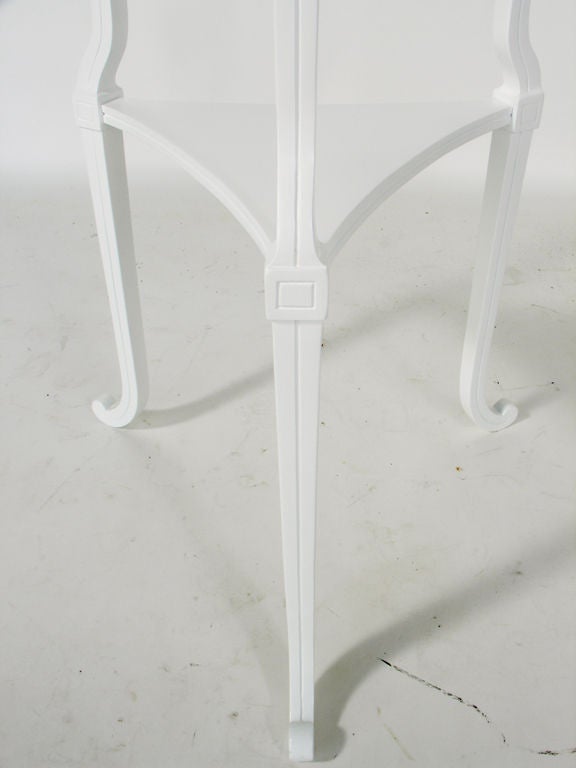 Elegant White Lacquered Plant Stand with Nickel Hardware In Excellent Condition In Atlanta, GA