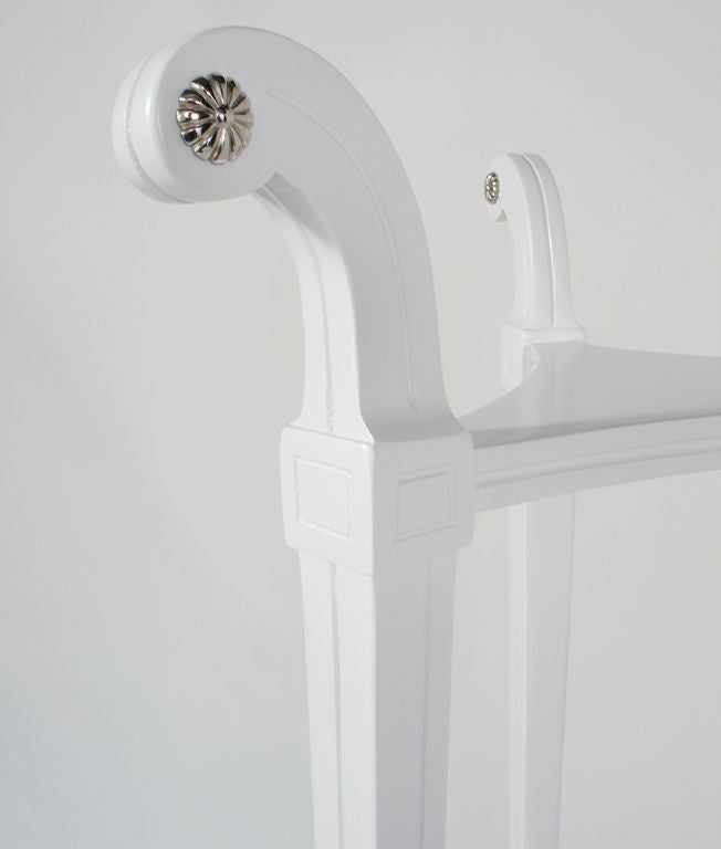 Mid-20th Century Elegant White Lacquered Plant Stand with Nickel Hardware