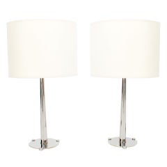 Pair of Nickel Plated Lamps by Walter von Nessen