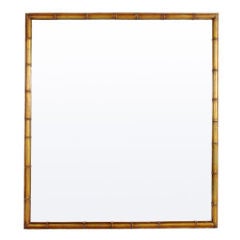 Large Scale Gilt Faux Bamboo Mirror With Great Patina