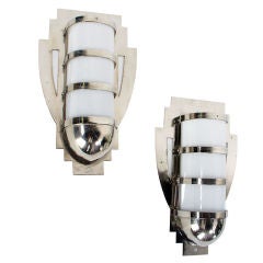 Pair of Nickel Plated Art Deco Sconces
