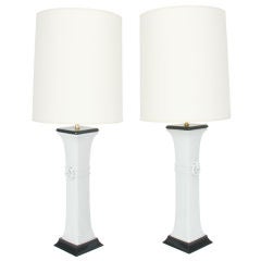 Pair of Asian Blanc de Chine Porcelain Lamps