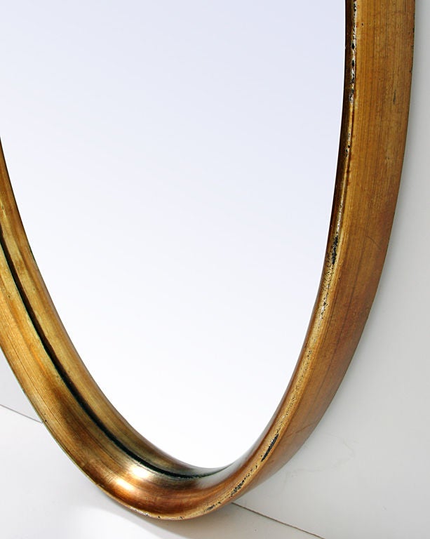 Modernist Oval Gold Leaf Mirror In Good Condition In Atlanta, GA