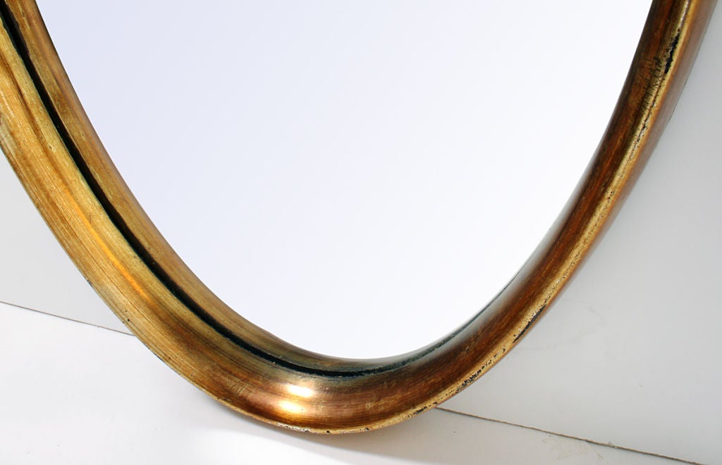 Mid-20th Century Modernist Oval Gold Leaf Mirror